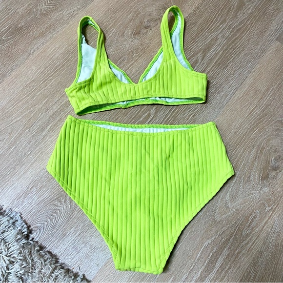 SOLID & STRIPED the beverly ribbed bikini in lime green size large - Picture 9 of 10